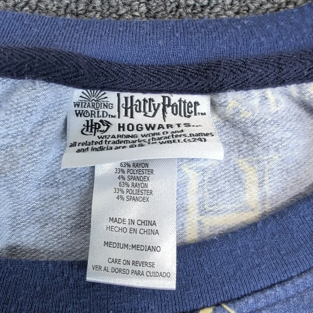 Harry Potter Hogwarts Pajama Set Mens Medium Blue Long Sleeve Joggers 2pc Set